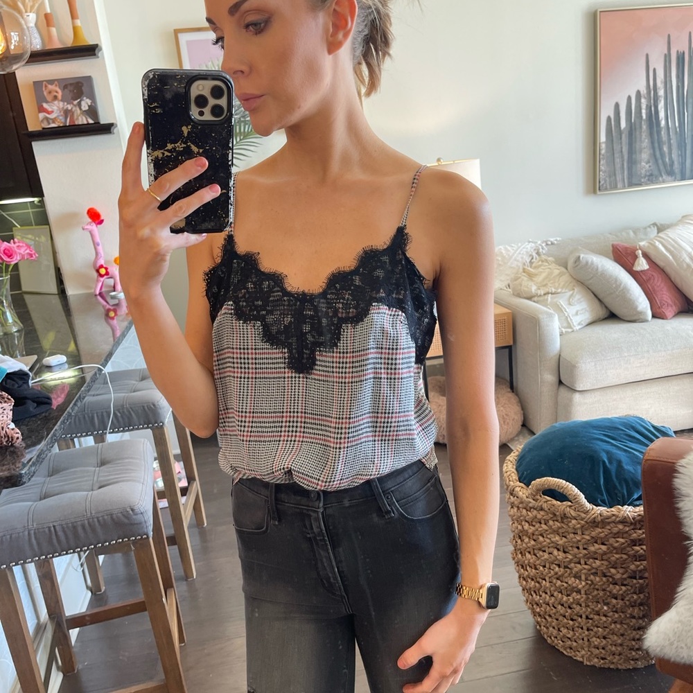 Abercrombie Plaid Lace Cami
